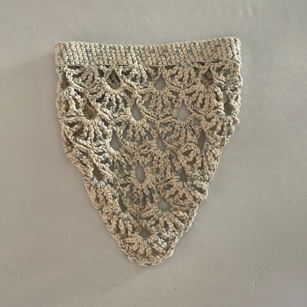 Handmade Cream and Light Blue Crochet Kerchief